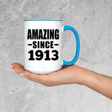 111th Birthday Amazing Since 1913 - 15oz Accent Mug Blue