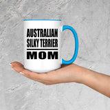 Australian Silky Terrier Mom - 15oz Accent Mug Blue