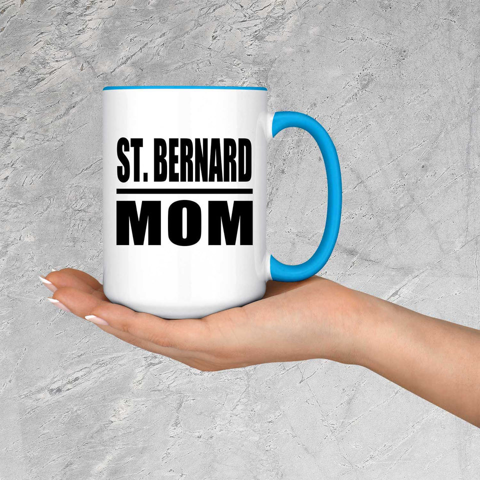 St. Bernard Mom - 15oz Accent Mug Blue