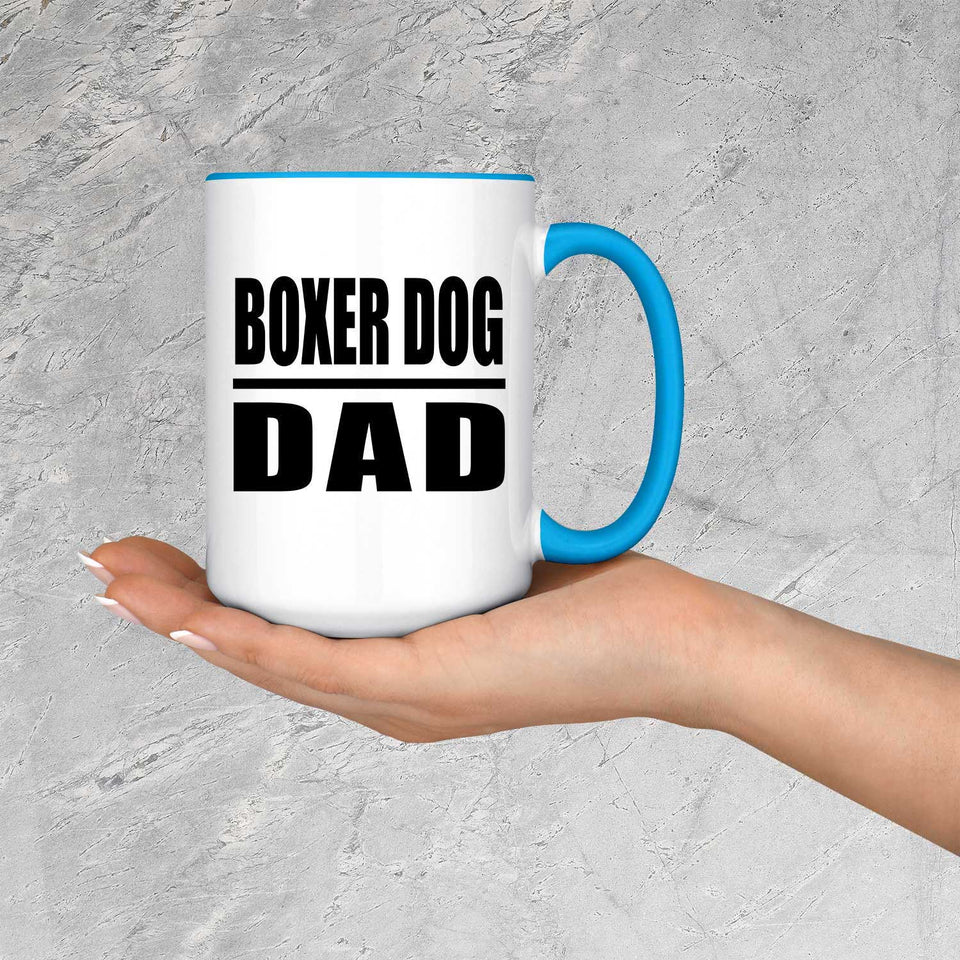 Boxer Dog Dad - 15oz Accent Mug Blue