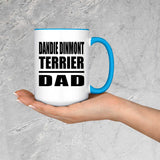 Dandie Dinmont Terrier Dad - 15oz Accent Mug Blue
