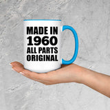 64th Birthday Made in 1960 All Parts Original - 15oz Accent Mug Blue