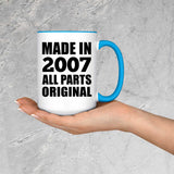 17th Birthday Made in 2007 All Parts Original - 15oz Accent Mug Blue