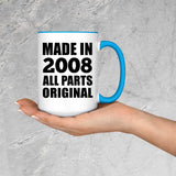 16th Birthday Made in 2008 All Parts Original - 15oz Accent Mug Blue