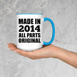 10th Birthday Made in 2014 All Parts Original - 15oz Accent Mug Blue
