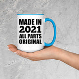 3rd Birthday Made in 2021 All Parts Original - 15oz Accent Mug Blue