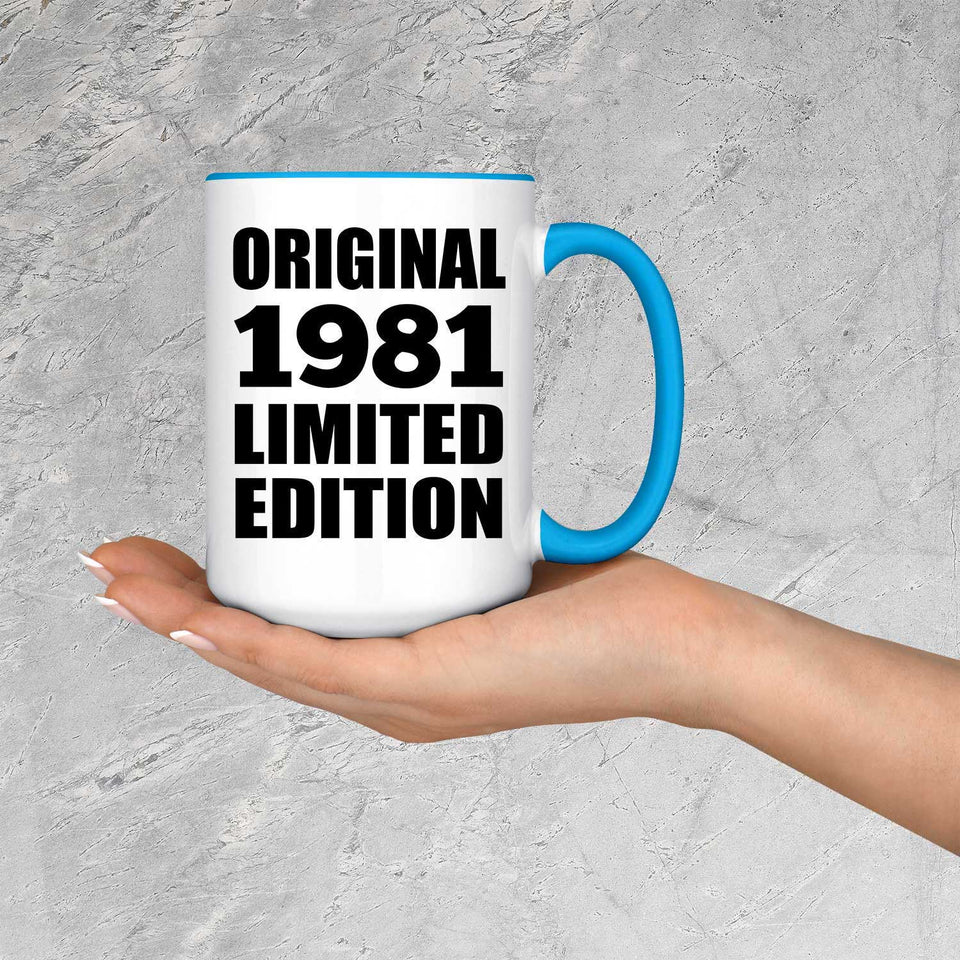 43rd Birthday Original 1981 Limited Edition - 15oz Accent Mug Blue