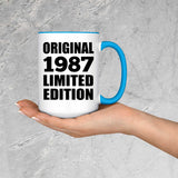 37th Birthday Original 1987 Limited Edition - 15oz Accent Mug Blue