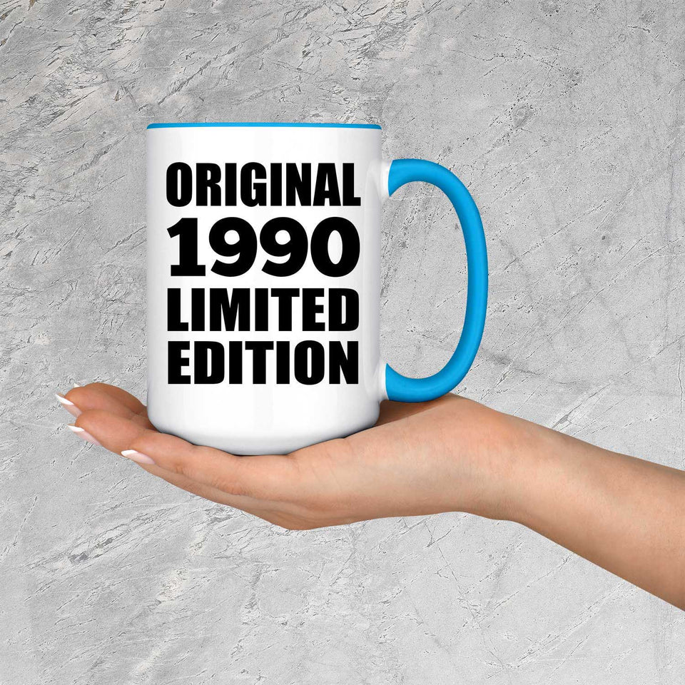 34th Birthday Original 1990 Limited Edition - 15oz Accent Mug Blue