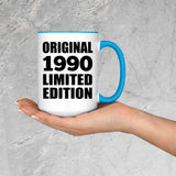 34th Birthday Original 1990 Limited Edition - 15oz Accent Mug Blue