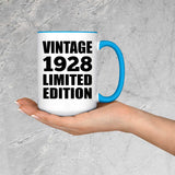 96th Birthday Vintage 1928 Limited Edition - 15oz Accent Mug Blue