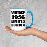 68th Birthday Vintage 1956 Limited Edition - 15oz Accent Mug Blue