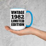 42nd Birthday Vintage 1982 Limited Edition - 15oz Accent Mug Blue