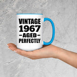 57th Birthday Vintage 1967 Aged Perfectly - 15oz Accent Mug Blue