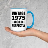 49th Birthday Vintage 1975 Aged Perfectly - 15oz Accent Mug Blue