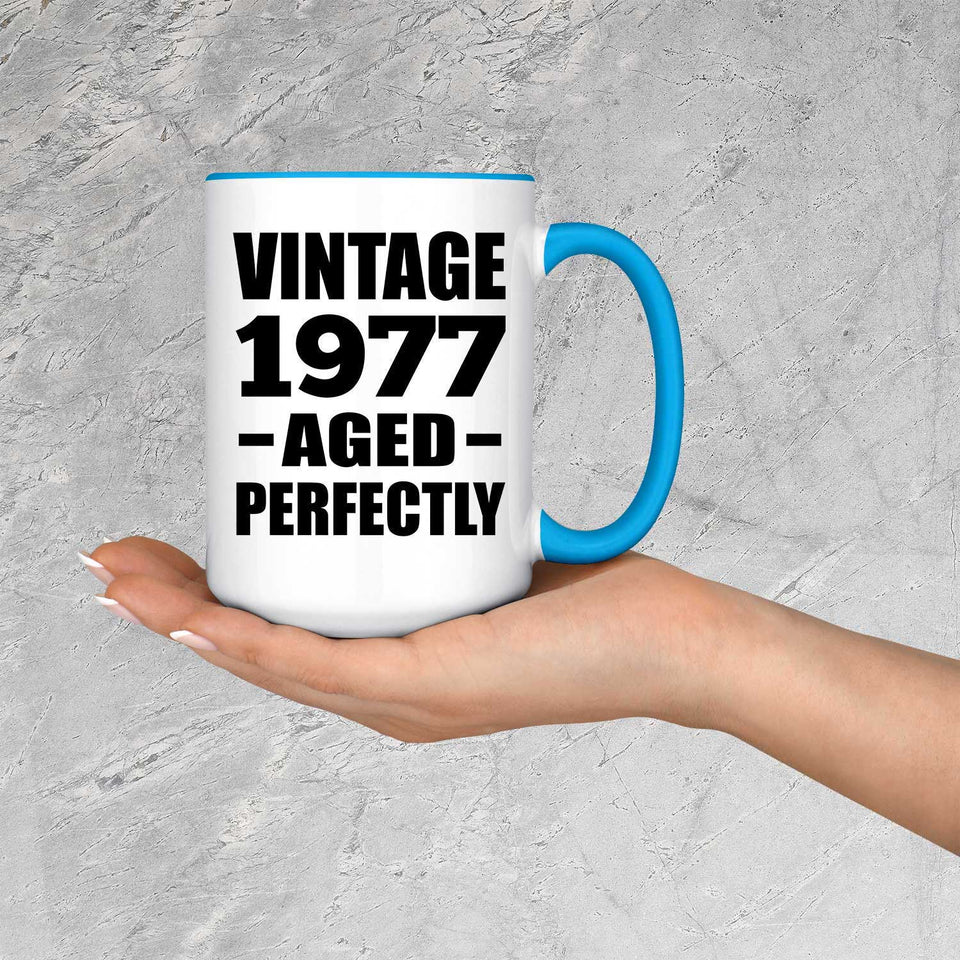 47th Birthday Vintage 1977 Aged Perfectly - 15oz Accent Mug Blue