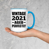 3rd Birthday Vintage 2021 Aged Perfectly - 15oz Accent Mug Blue