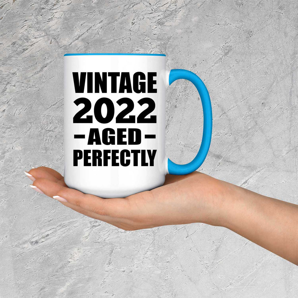 2nd Birthday Vintage 2022 Aged Perfectly - 15oz Accent Mug Blue