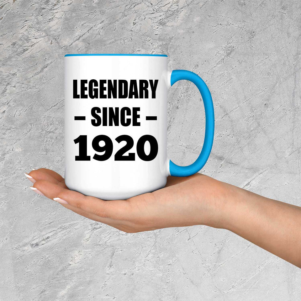 104th Birthday Legendary Since 1920 - 15oz Accent Mug Blue