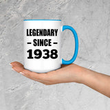 86th Birthday Legendary Since 1938 - 15oz Accent Mug Blue