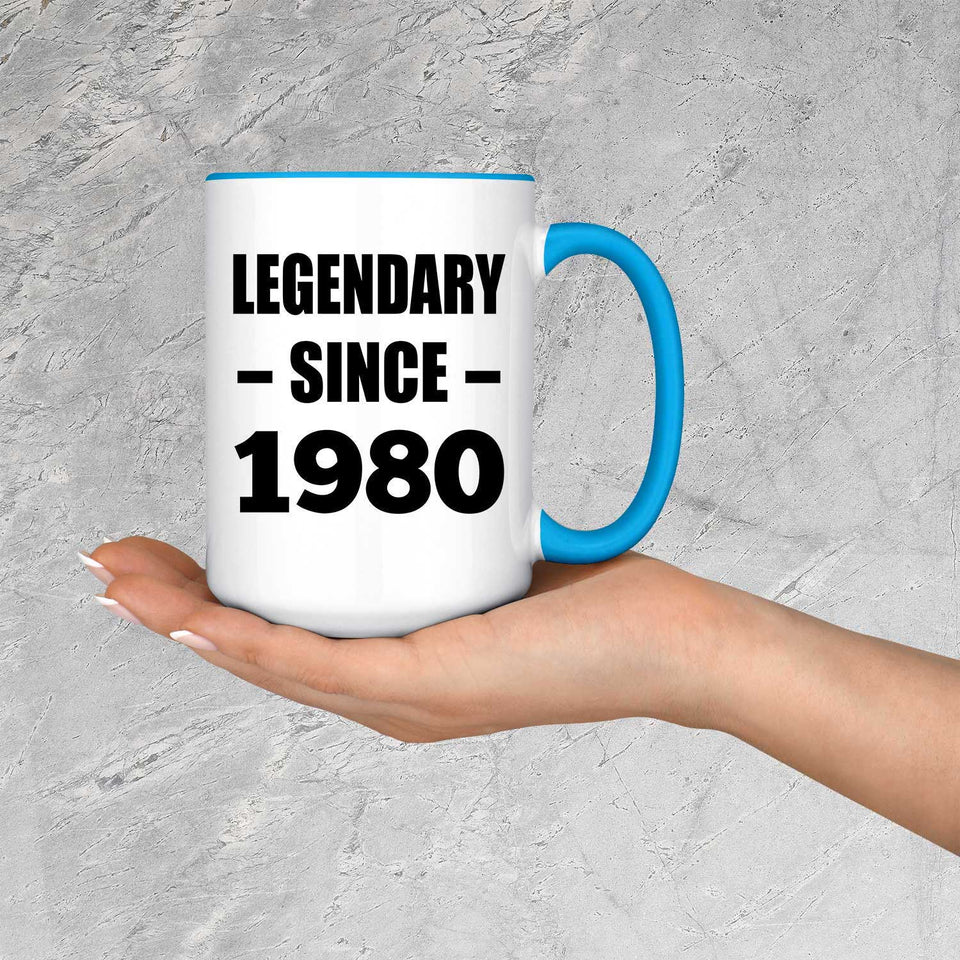 44th Birthday Legendary Since 1980 - 15oz Accent Mug Blue