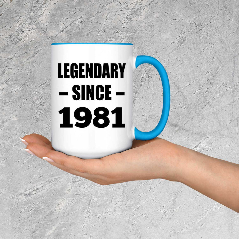 43rd Birthday Legendary Since 1981 - 15oz Accent Mug Blue