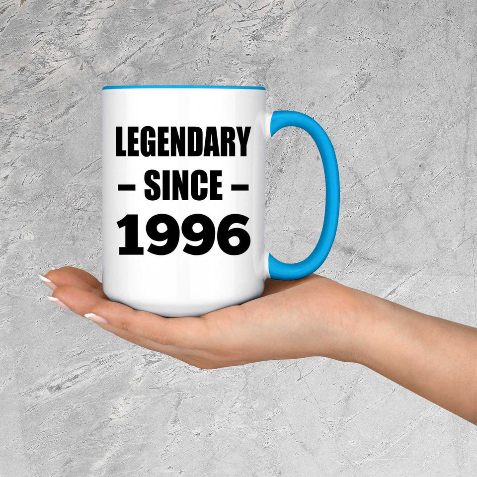 28th Birthday Legendary Since 1996 - 15oz Accent Mug Blue