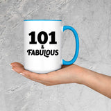 101st Birthday 101 & Fabulous - 15oz Accent Mug Blue