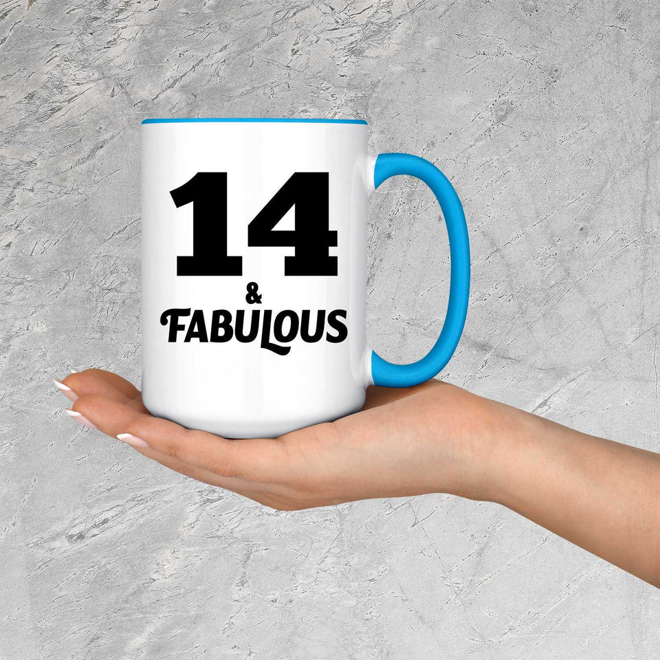 14th Birthday 14 & Fabulous - 15oz Accent Mug Blue