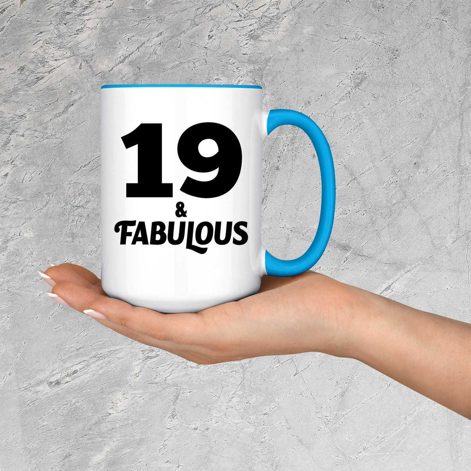 19th Birthday 19 & Fabulous - 15oz Accent Mug Blue