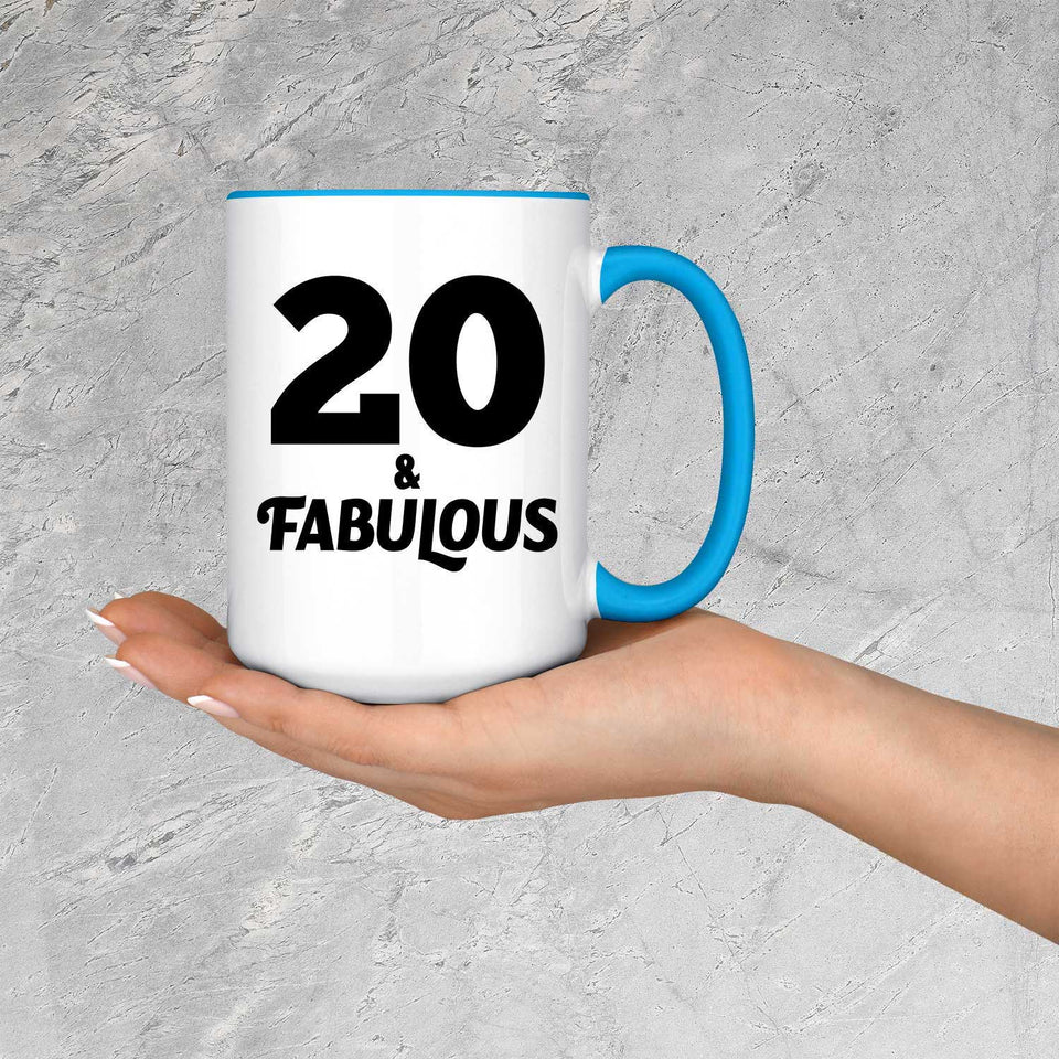 20th Birthday 20 & Fabulous - 15oz Accent Mug Blue