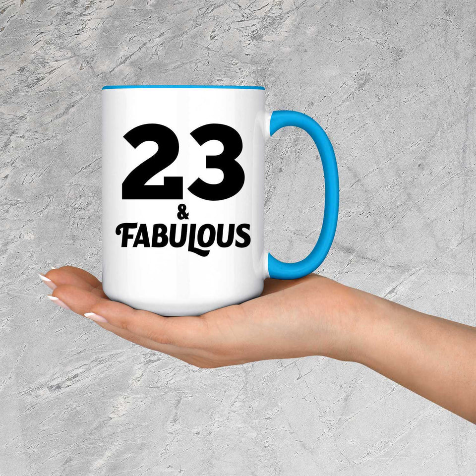 23rd Birthday 23 & Fabulous - 15oz Accent Mug Blue