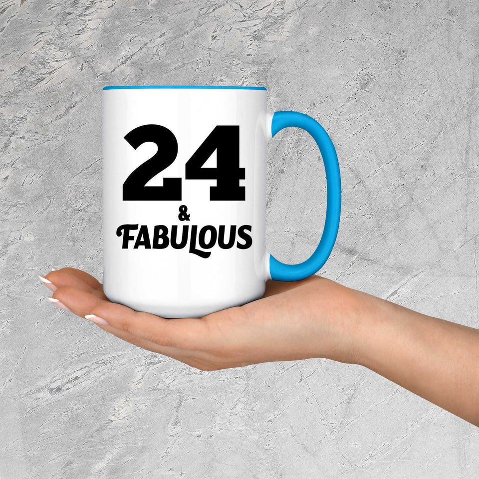 24th Birthday 24 & Fabulous - 15oz Accent Mug Blue