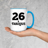26th Birthday 26 & Fabulous - 15oz Accent Mug Blue
