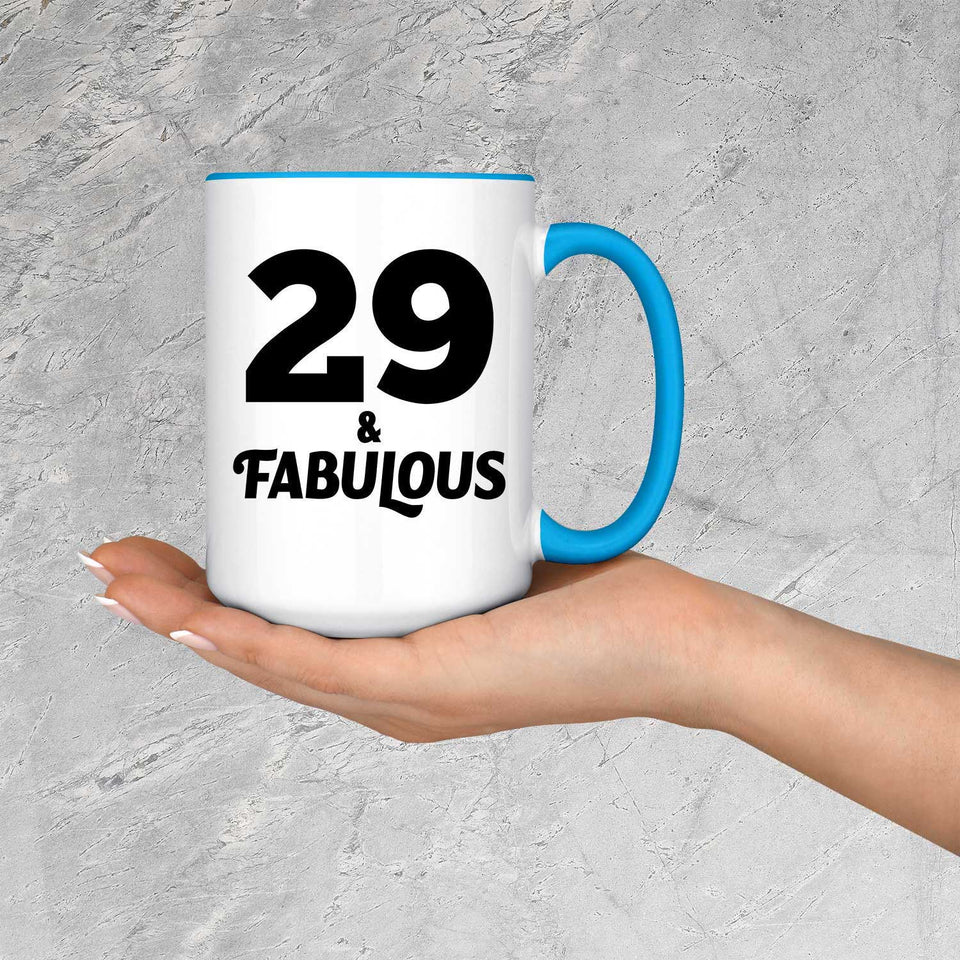 29th Birthday 29 & Fabulous - 15oz Accent Mug Blue