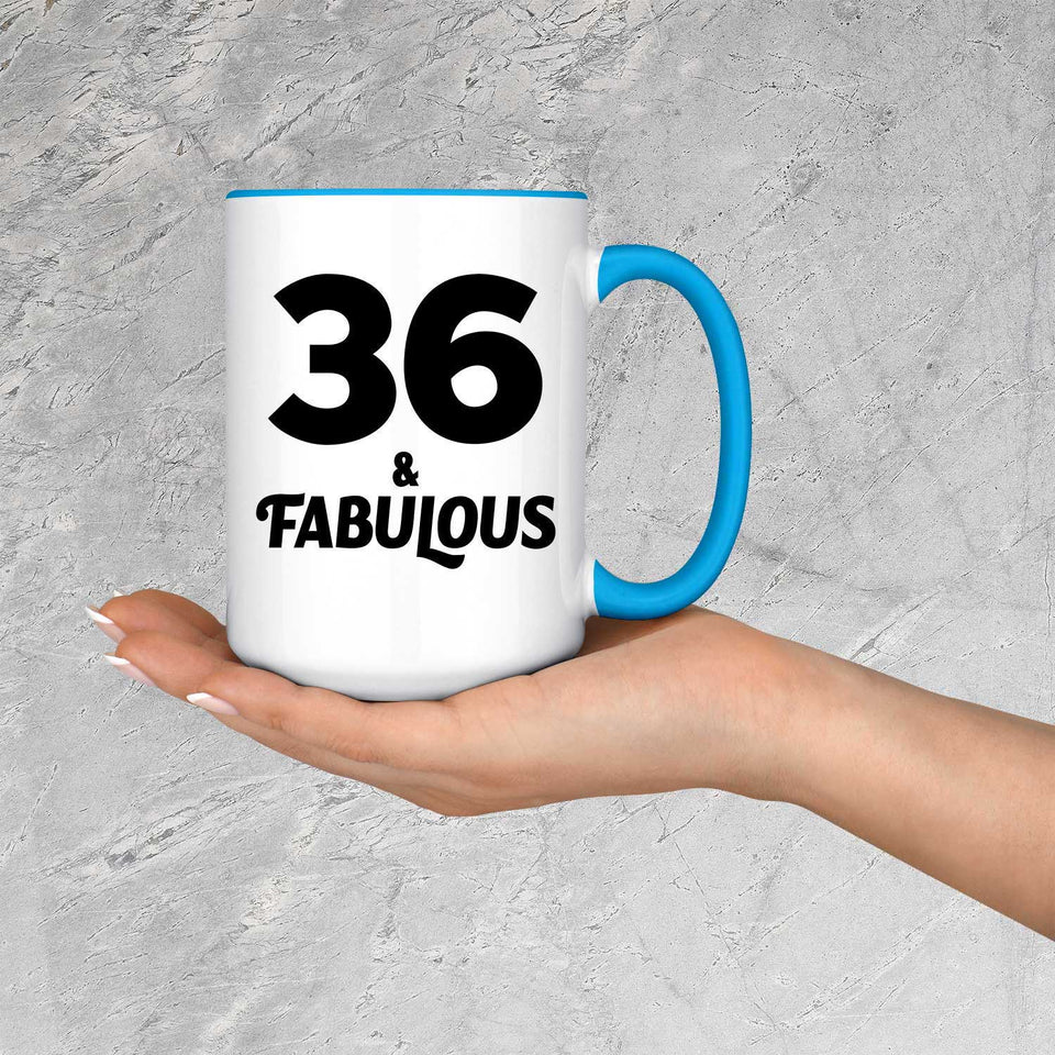 36th Birthday 36 & Fabulous - 15oz Accent Mug Blue