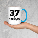 37th Birthday 37 & Fabulous - 15oz Accent Mug Blue