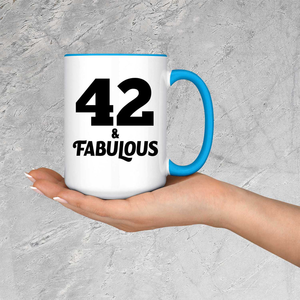42nd Birthday 42 & Fabulous - 15oz Accent Mug Blue