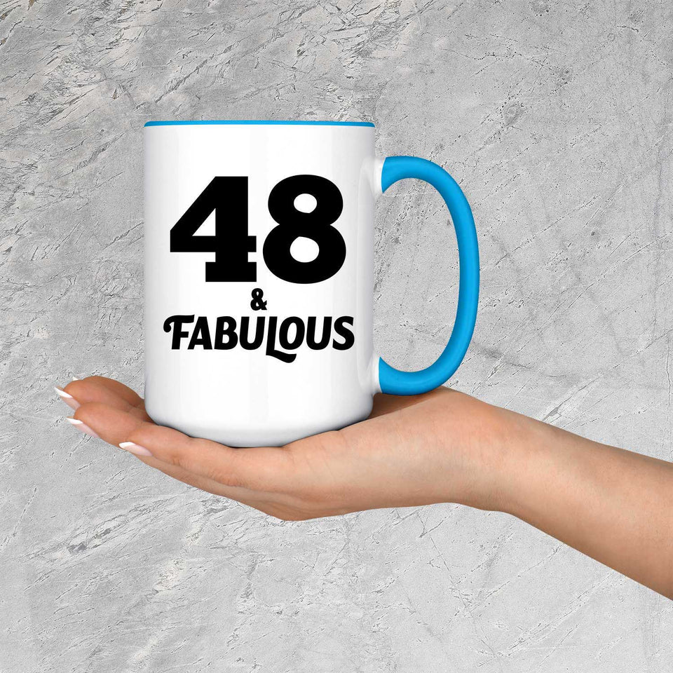 48th Birthday 48 & Fabulous - 15oz Accent Mug Blue