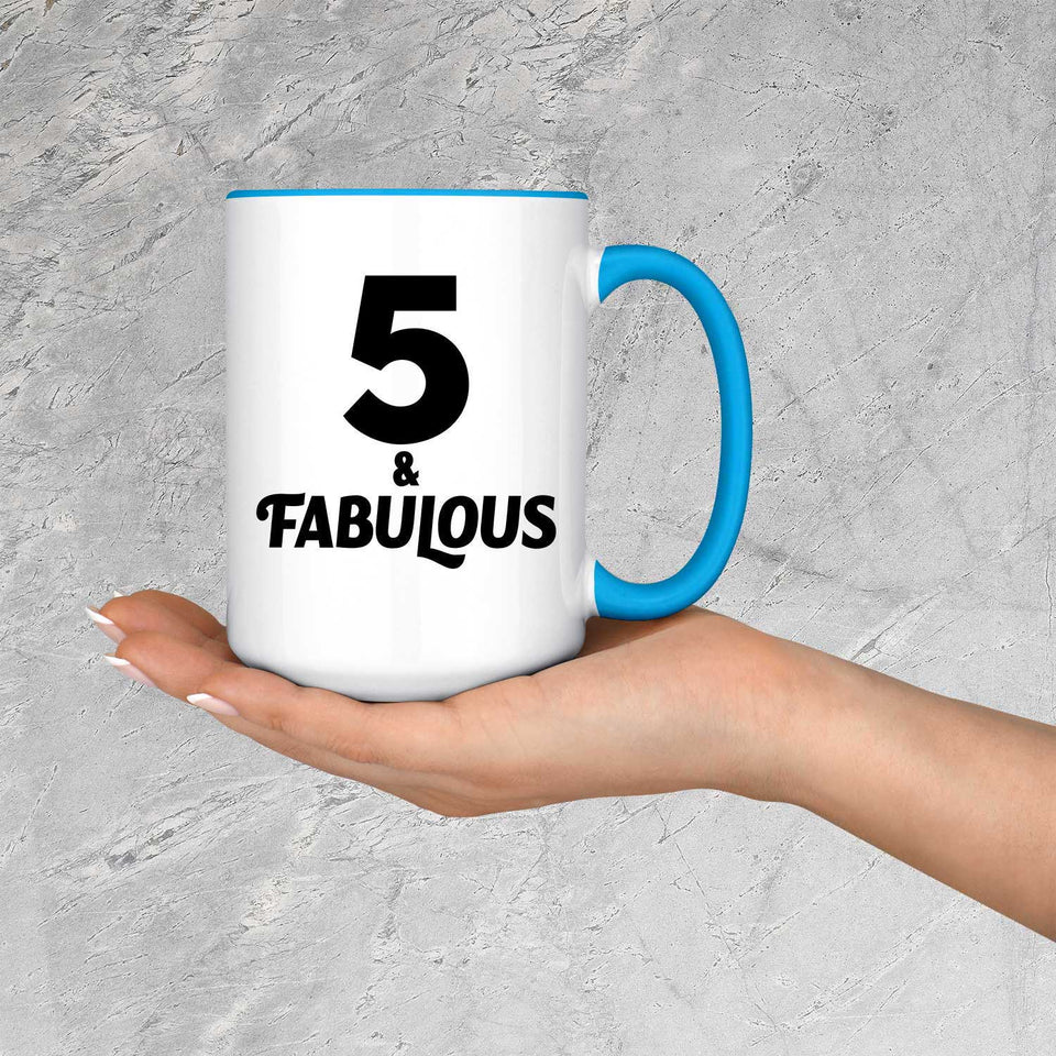 5th Birthday 5 & Fabulous - 15oz Accent Mug Blue
