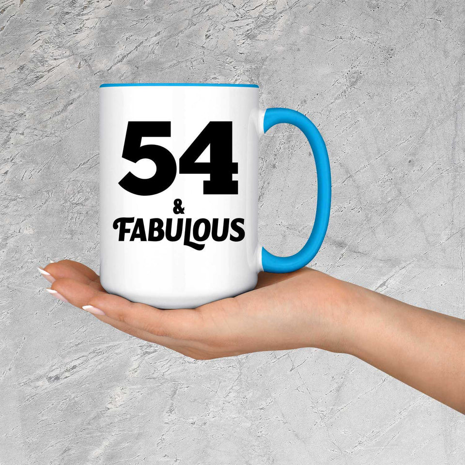 54th Birthday 54 & Fabulous - 15oz Accent Mug Blue