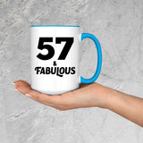 57th Birthday 57 & Fabulous - 15oz Accent Mug Blue