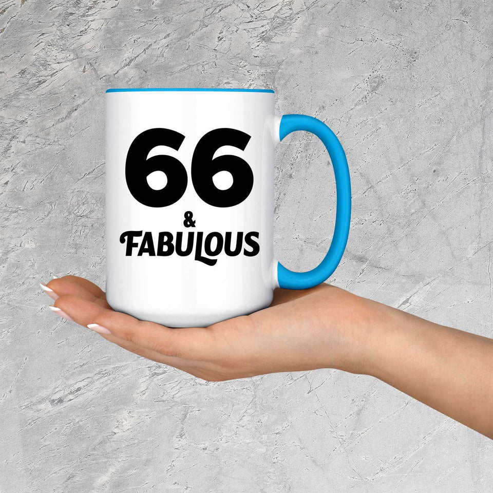 66th Birthday 66 & Fabulous - 15oz Accent Mug Blue