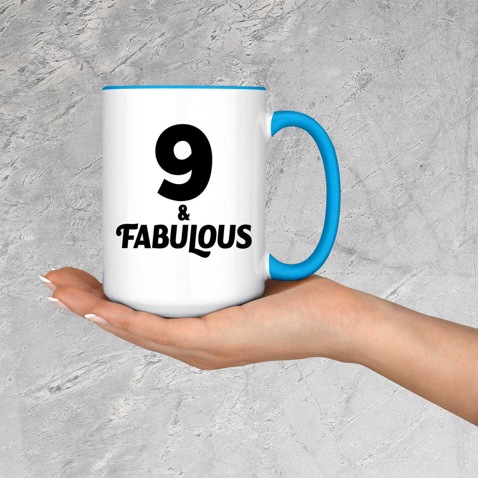 9th Birthday 9 & Fabulous - 15oz Accent Mug Blue