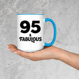 95th Birthday 95 & Fabulous - 15oz Accent Mug Blue