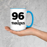 96th Birthday 96 & Fabulous - 15oz Accent Mug Blue