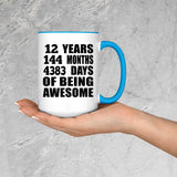 12th Birthday 12 Years 144 Months 4383 Days Of Awesome - 15oz Accent Mug Blue