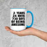 2nd Birthday 2 Years 24 Months 730 Days Of Awesome - 15oz Accent Mug Blue
