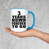 3rd Anniversary 3 Years Down Forever to Go - 15oz Accent Mug Blue