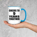 9th Anniversary Cheers To 9 Years Together - 15oz Accent Mug Blue